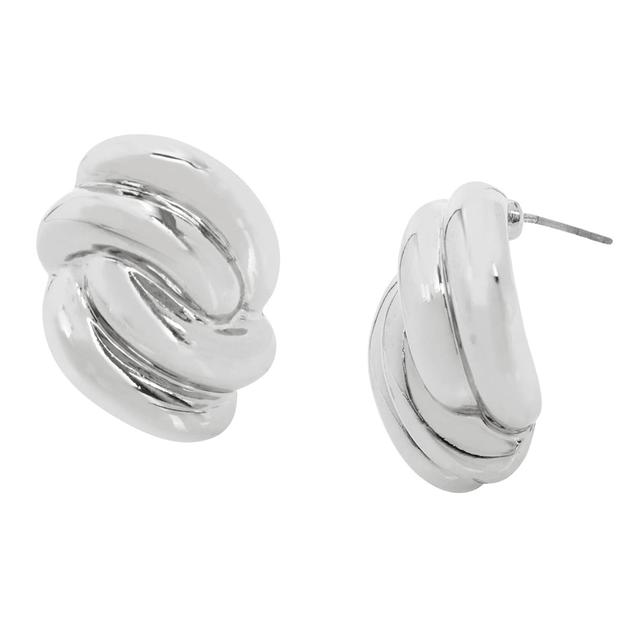 Steve Madden Rhodium Knot Large Stud Earrings