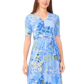 Womens MSK Short Sleeve Abstract Floral A-Line Dress
