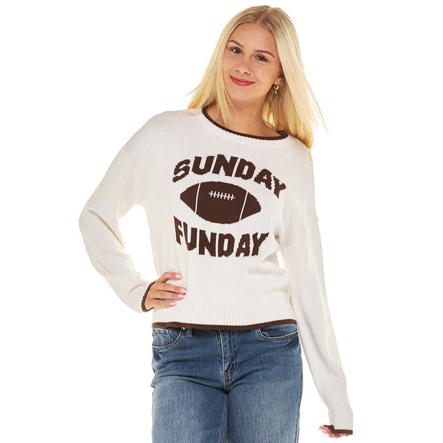 Juniors No Comment Sunday Funday Graphic Sweater