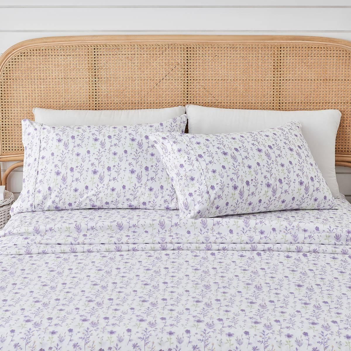 FreshFolds Delia Premium Lavender Floral Microfiber Sheet Set