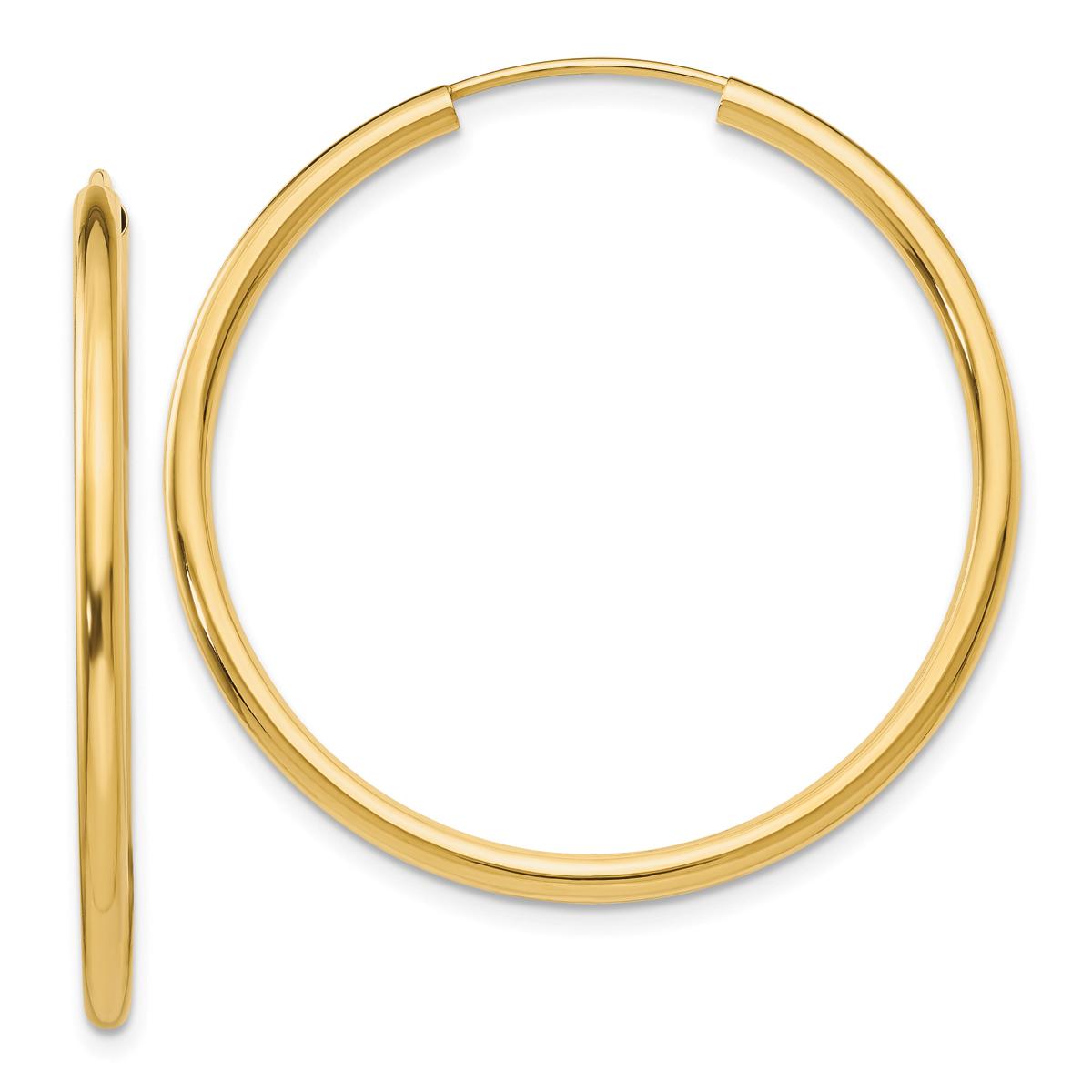 Gold Classics(tm) 35mm. 14kt. Polished Endless Hoop Earrings