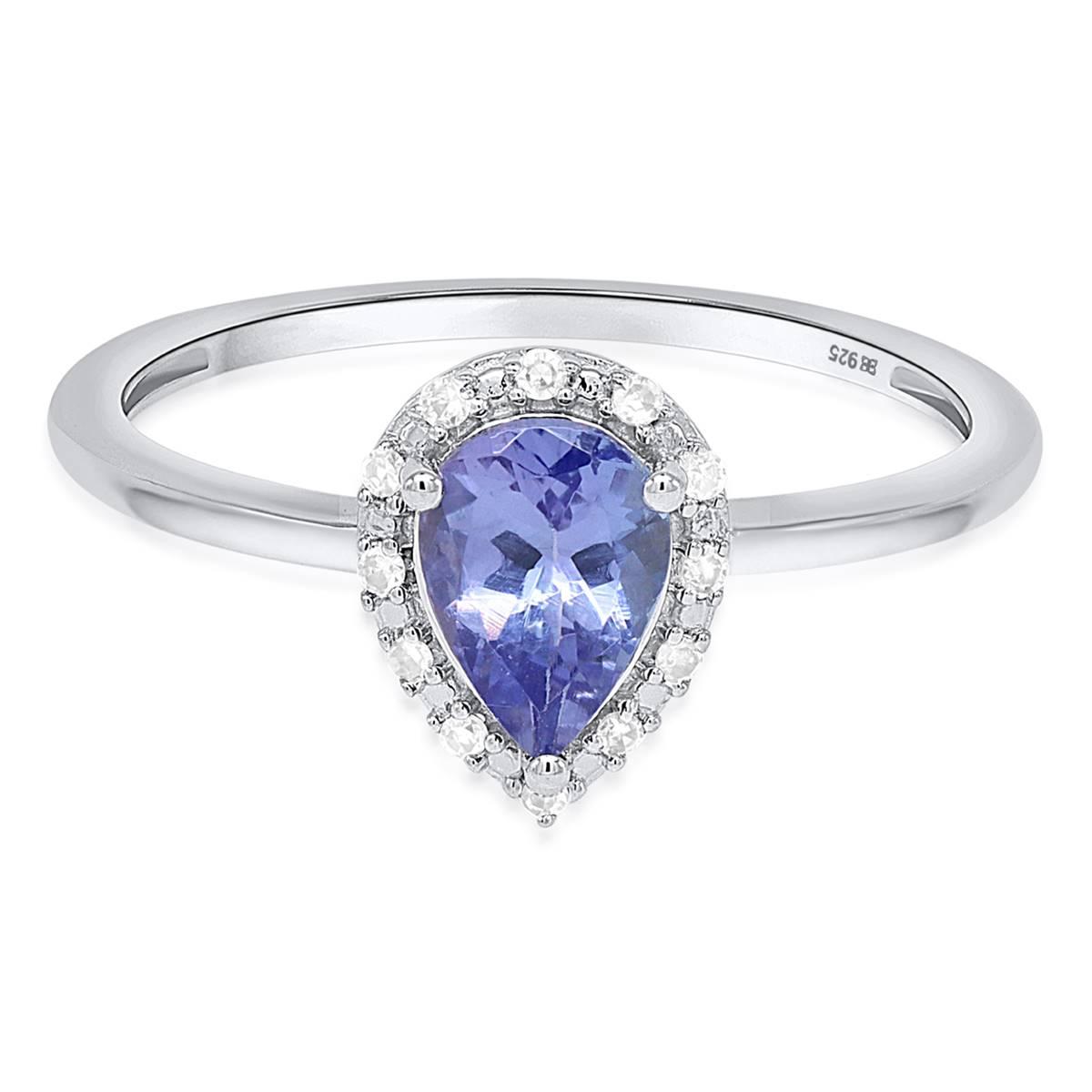 Gemstone Classics™ Pear Tanzanite Lab Grown Diamond Accent Ring