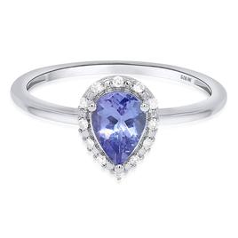 Gemstone Classics™ Pear Tanzanite Lab Grown Diamond Accent Ring