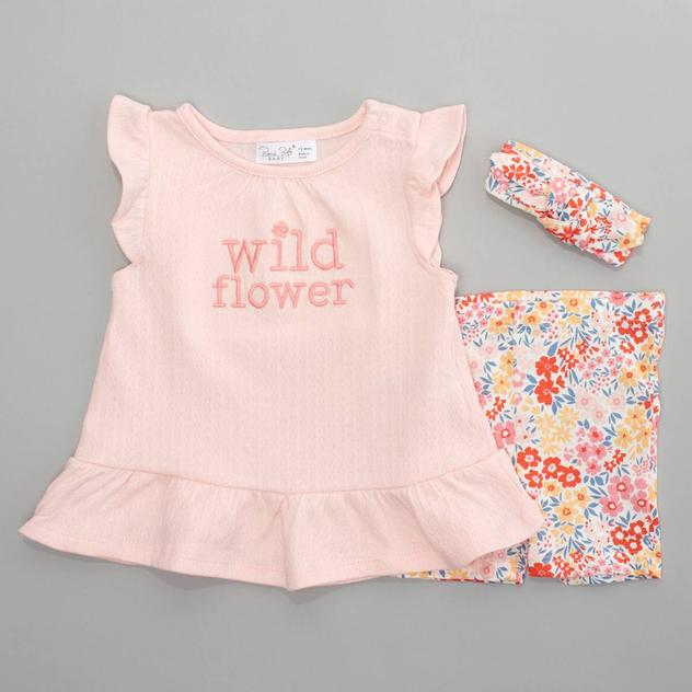 Baby Girl (12-24M) René Rofé® Wild Flower Top & Bike Shorts Set