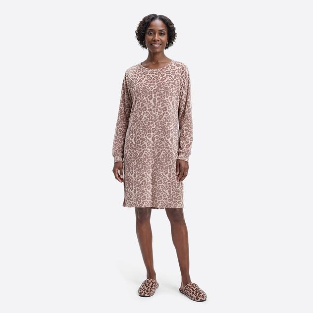 Womens Jessica Simpson Long Sleeve Cheetah Velour Nightshirt