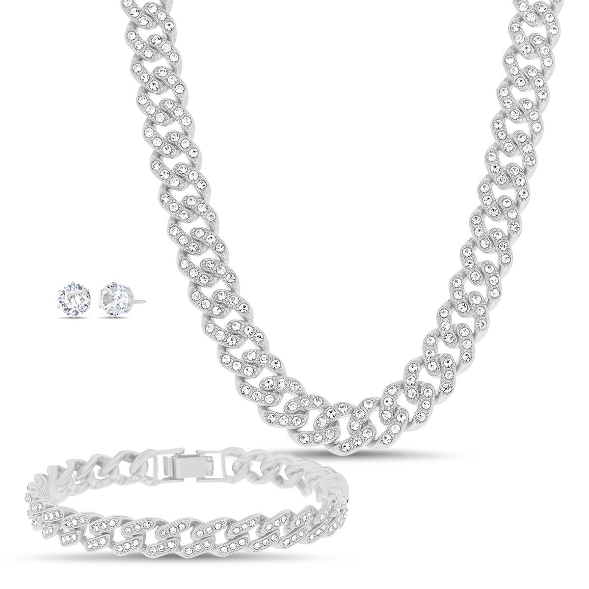 Mens Gentlemen''s Classics Crystal Bracelet/Earring/Necklace Set