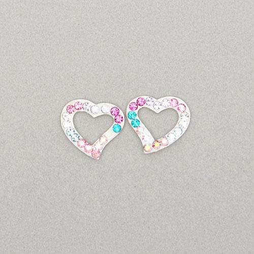 Kids Sterling Silver & Multi-Color Heart Stud Earrings