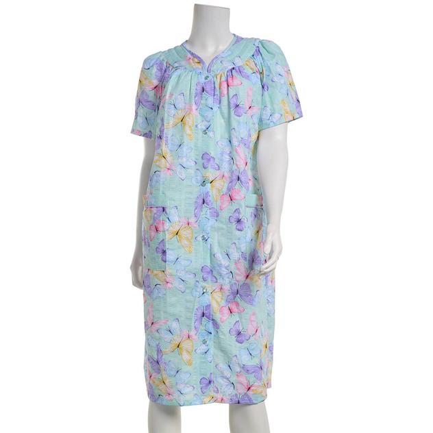 Womens Elegant Emily Short Sleeve Butterflies Trapunto Duster