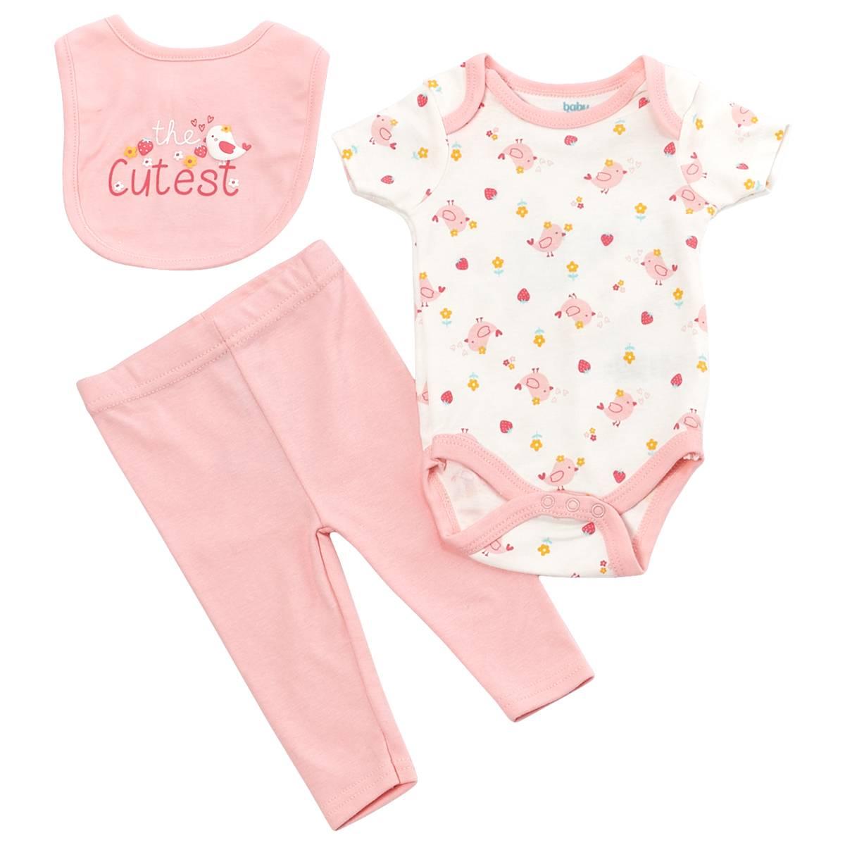 Baby Girl (NB-9M) baby views(R) Pink Bird 3pc. Turn Me Around Set