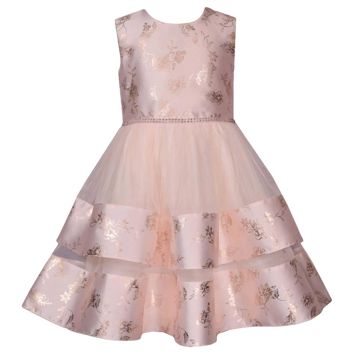 Girls (4-6x) Bonnie Jean Floral Foiled Bodice Double Skirt Dress