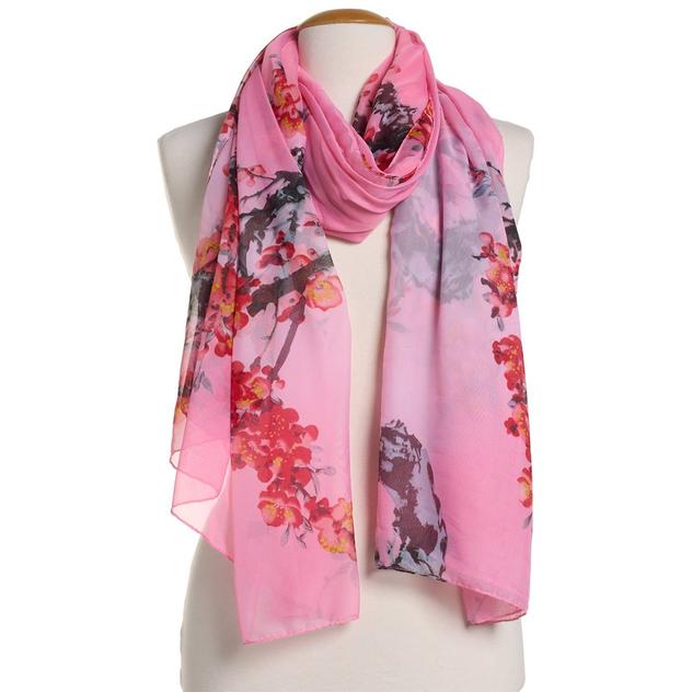 Womens Renshun Cherry Blossom Floral Lightweight Infinity Scarf