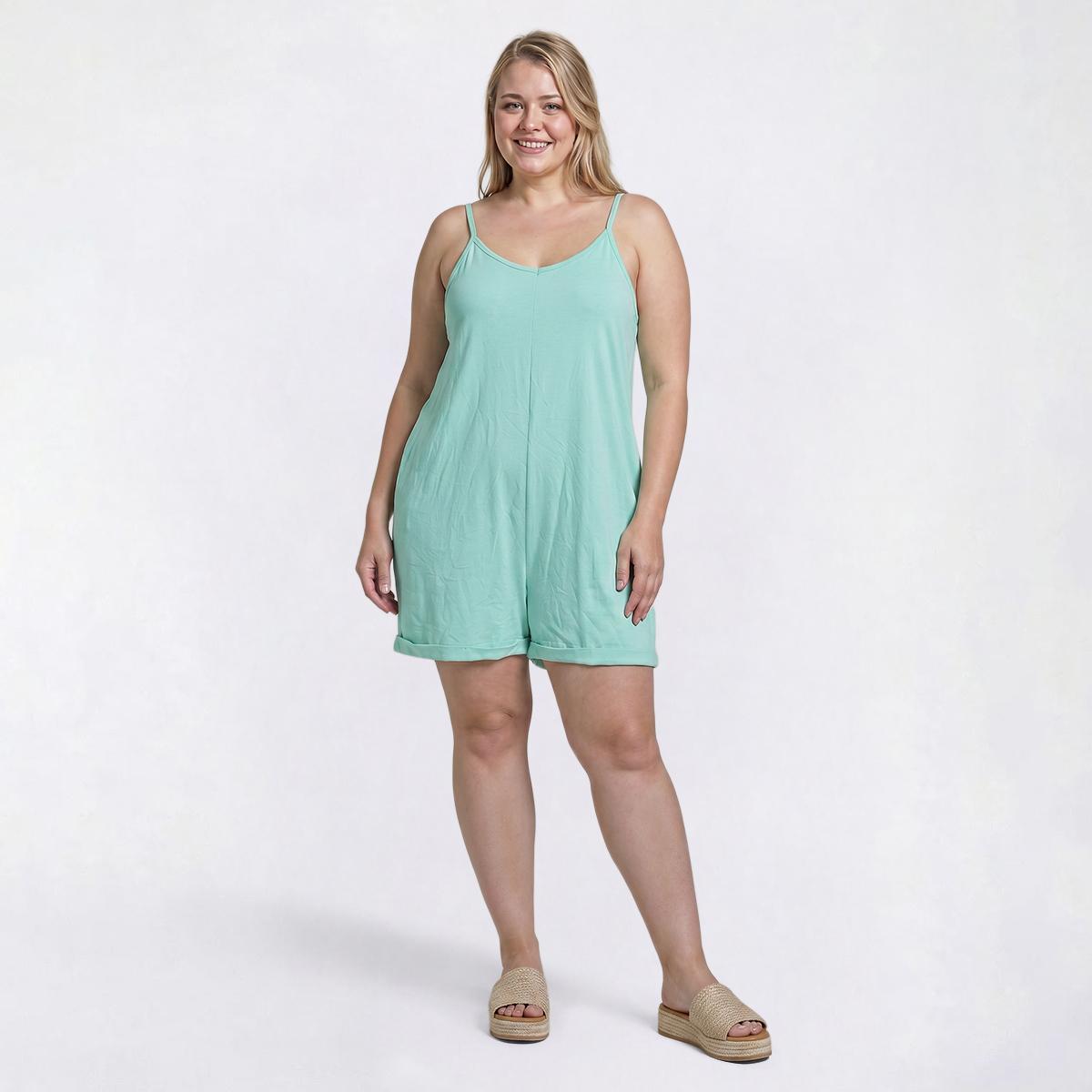 Juniors Plus Jolie & Joy Oversized Onesie Romper With Pockets