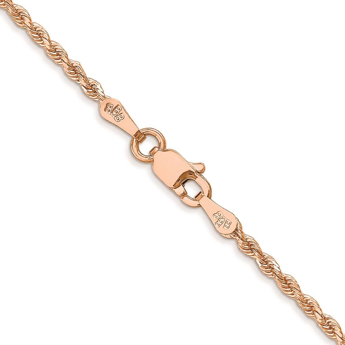 Unisex Gold Classics(tm) 1.75mm. Rose Gold Diamond Cut Rope Necklace