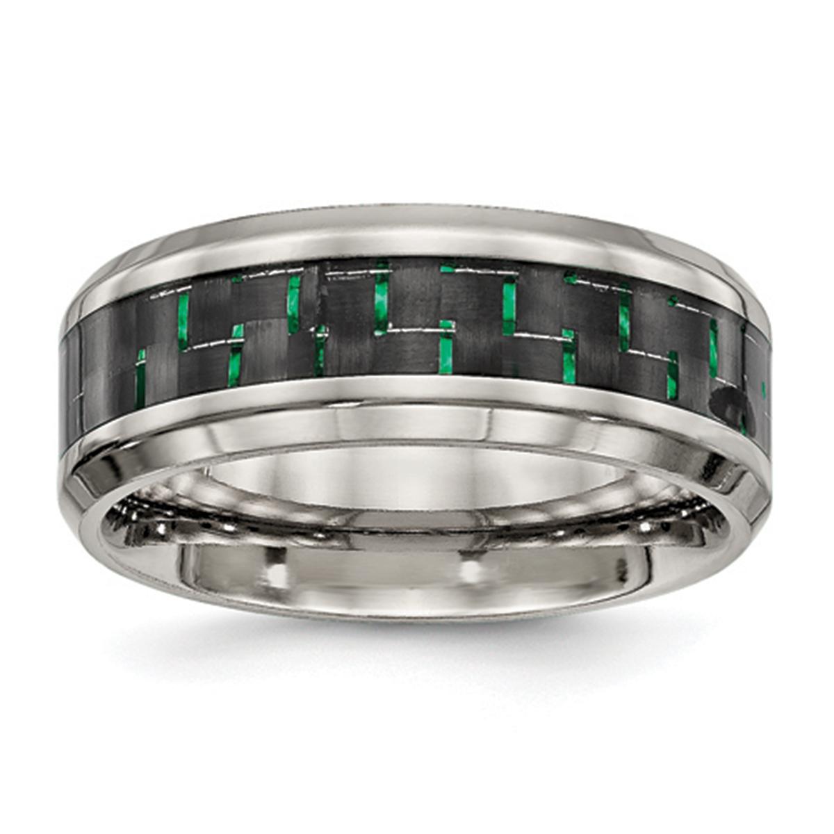 Mens Endless Affection(tm) Black & Green Carbon Fiber Inlay Band