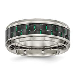 Mens Endless Affection(tm) Black & Green Carbon Fiber Inlay Band