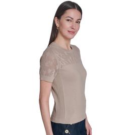Womens Tommy Hilfiger Short Sleeve Floral Pointelle Sweater