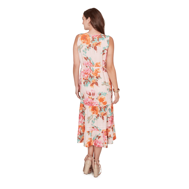 Womens Ruby Rd. Renaissance Romance V Neck Floral Midi Dress
