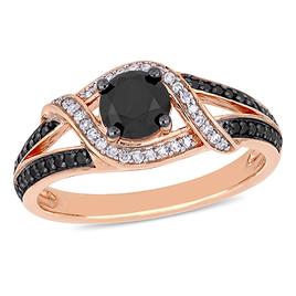 Radiant Rainbow(tm) Rose Gold Black Twist Engagement Ring