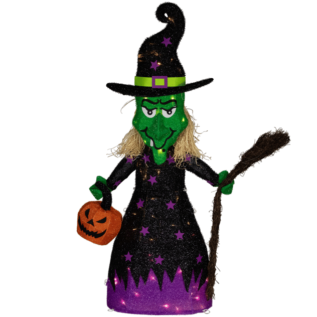 Northlight LED Witch with Broom Outdoor Halloween Decoration