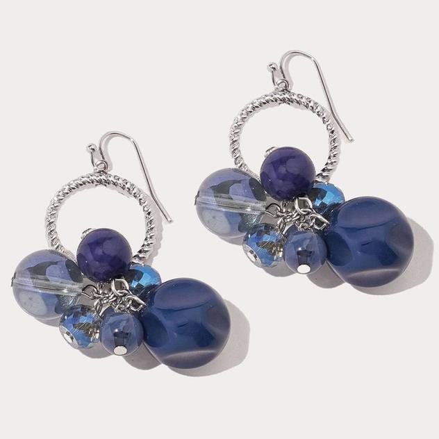 Ashley Cooper™ Blue-Tone Multi-Bead Cluster Earrings