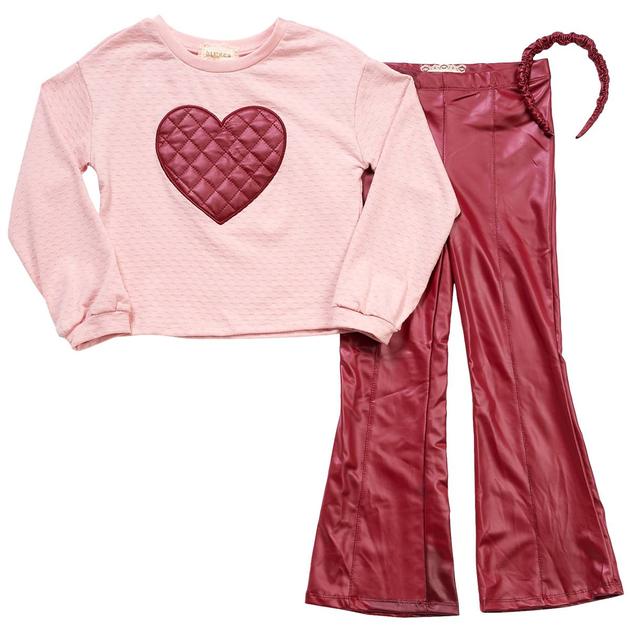 Girls (7-12) BTween® 2pc. Heart Top & Faux Leather Leggings