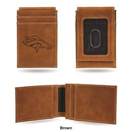 Mens NFL Denver Broncos Faux Leather Front Pocket Wallet