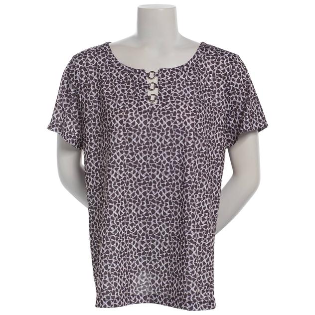 Plus Size Preswick & Moore® Short Sleeve Abstract Spots Rings Tee