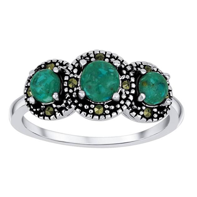 Marsala Reconstituted Turquoise Cabochon Stones Ring