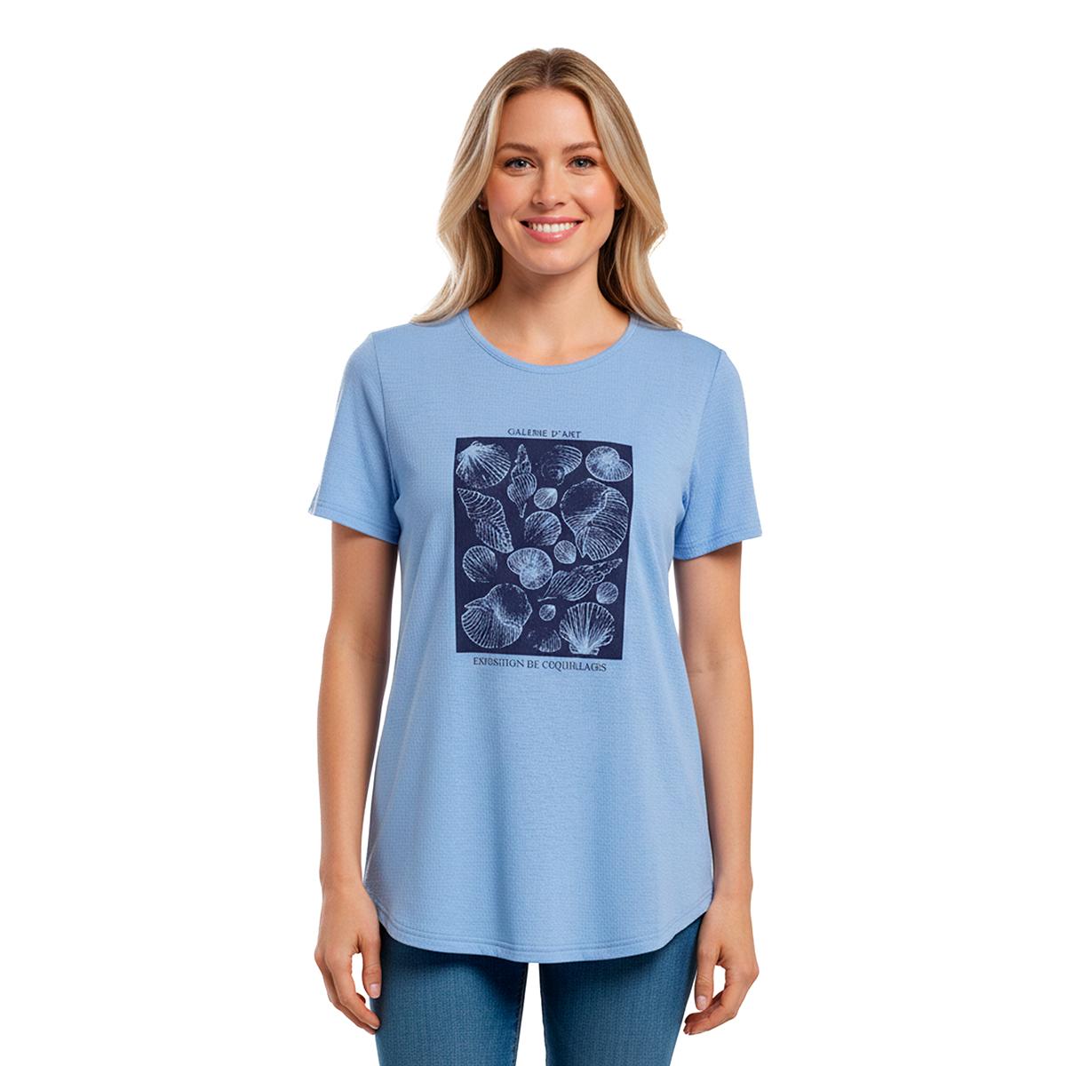 Petite Hasting & Smith Short Sleeve Crinkle Coastal Tee