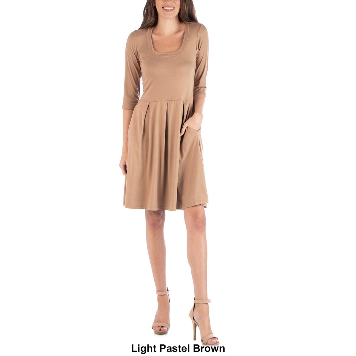 Womens 24/7 Comfort Apparel 3/4 Sleeve Fit & Flare Mini Dress