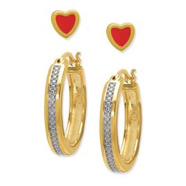 Accents by Gianni Argento Diamond Hoop & Heart Stud Earrings