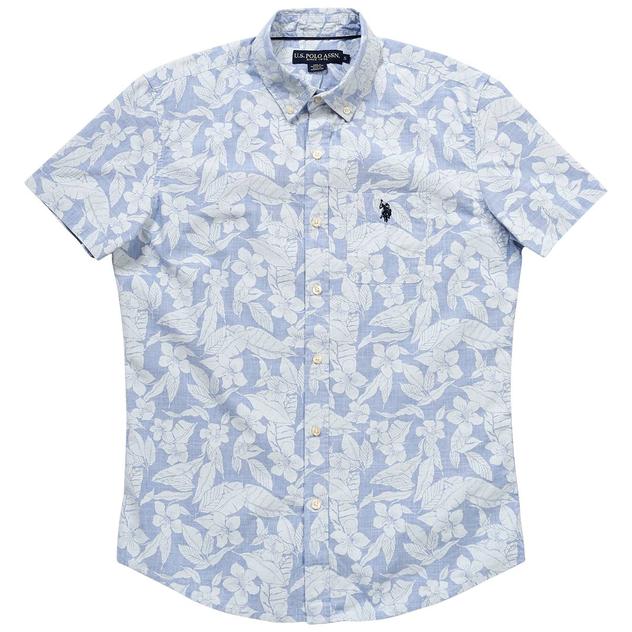 Mens U.S. Polo Assn.® Floral Woven Button Down Shirt - White