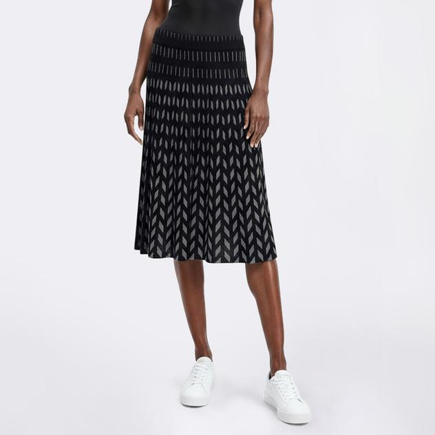 Womens Ninety Clothing Jacquard Mid Calf Geometric Midi Skirt