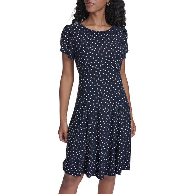 Womens Tommy Hilfiger Short Sleeve Dot A-Line Dress