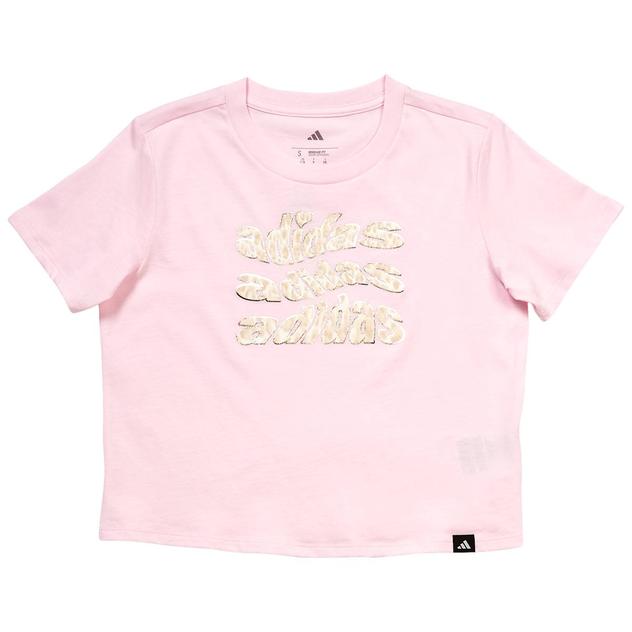 Girls (7-16) adidas® Leopard Heart Short Sleeve Graphic Tee