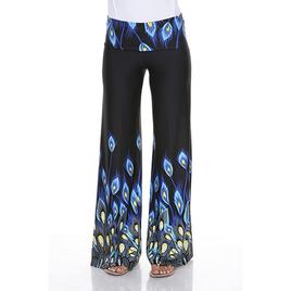 Womens White Mark Print Palazzo Pants - Peacock