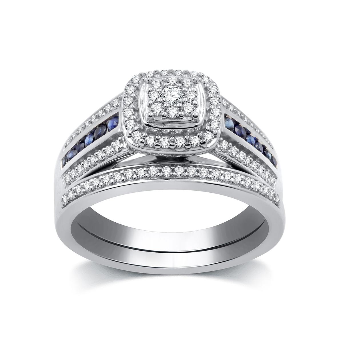 Nova Star(R) Sterling Silver 3/8ctw. Lab Diamond Wedding Set
