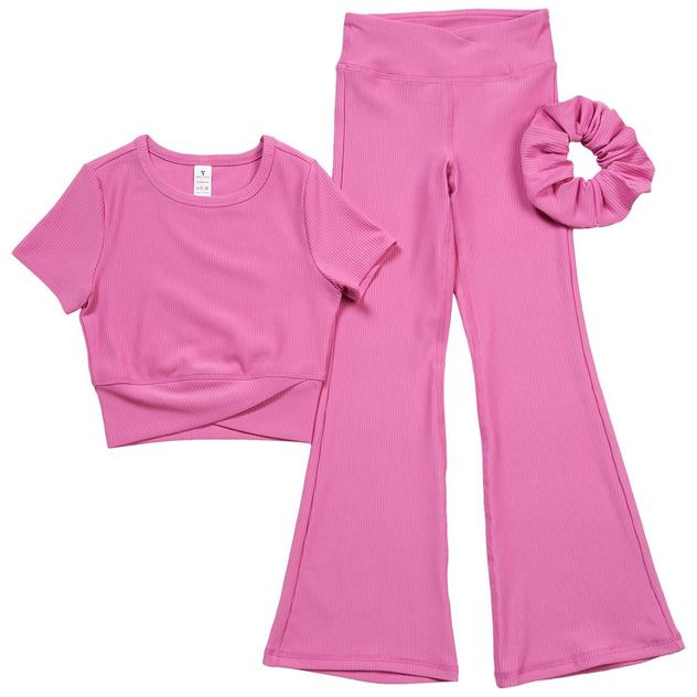 Girls (7-14) 90 Degree® by Reflex Top w/ Crossover Flared Pants