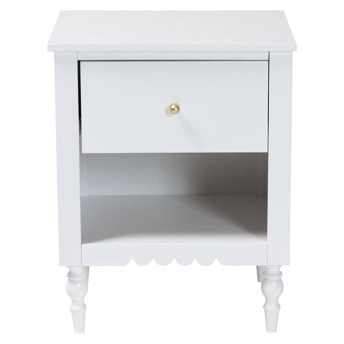 Baxton Studio Roni Modern White Wood 1-Drawer Nightstand