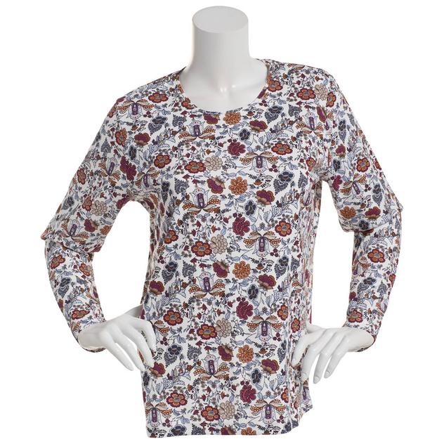 Womens Hasting & Smith Long Sleeve Floral Crew Neck Tee