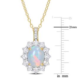 Sophia B Yellow Gold Plated Ethiopian Opal & White Topaz Pendant