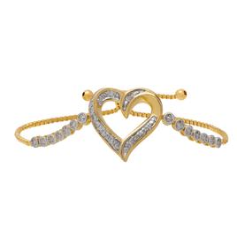 Gold Plated Diamond Accent Heart Adjustable Bracelet