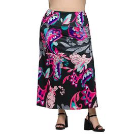 Plus Size 24/7Comfort Apparel Pink Paisley A Line Maxi Skirt