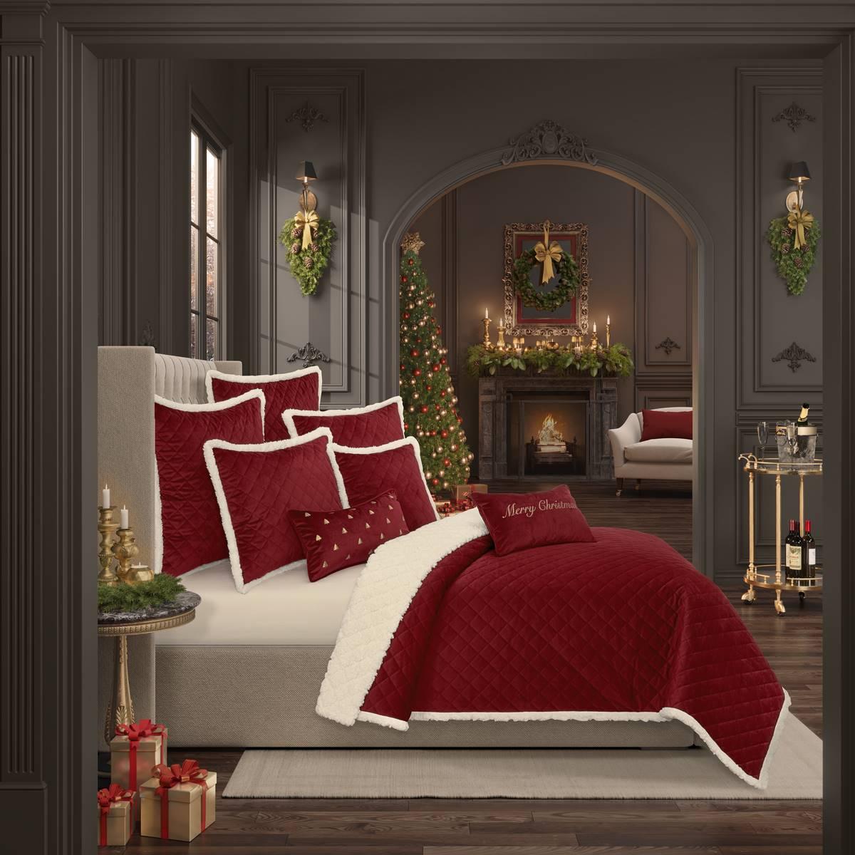 J. Queen New York Casey Sherpa Crimson Euro Quilted Sham