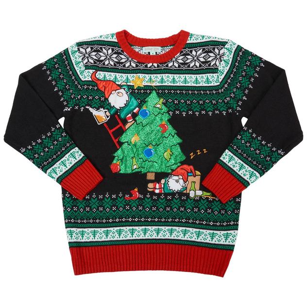 Mens Holiday Hype Tipsy Gnomes Ugly Christmas Sweater