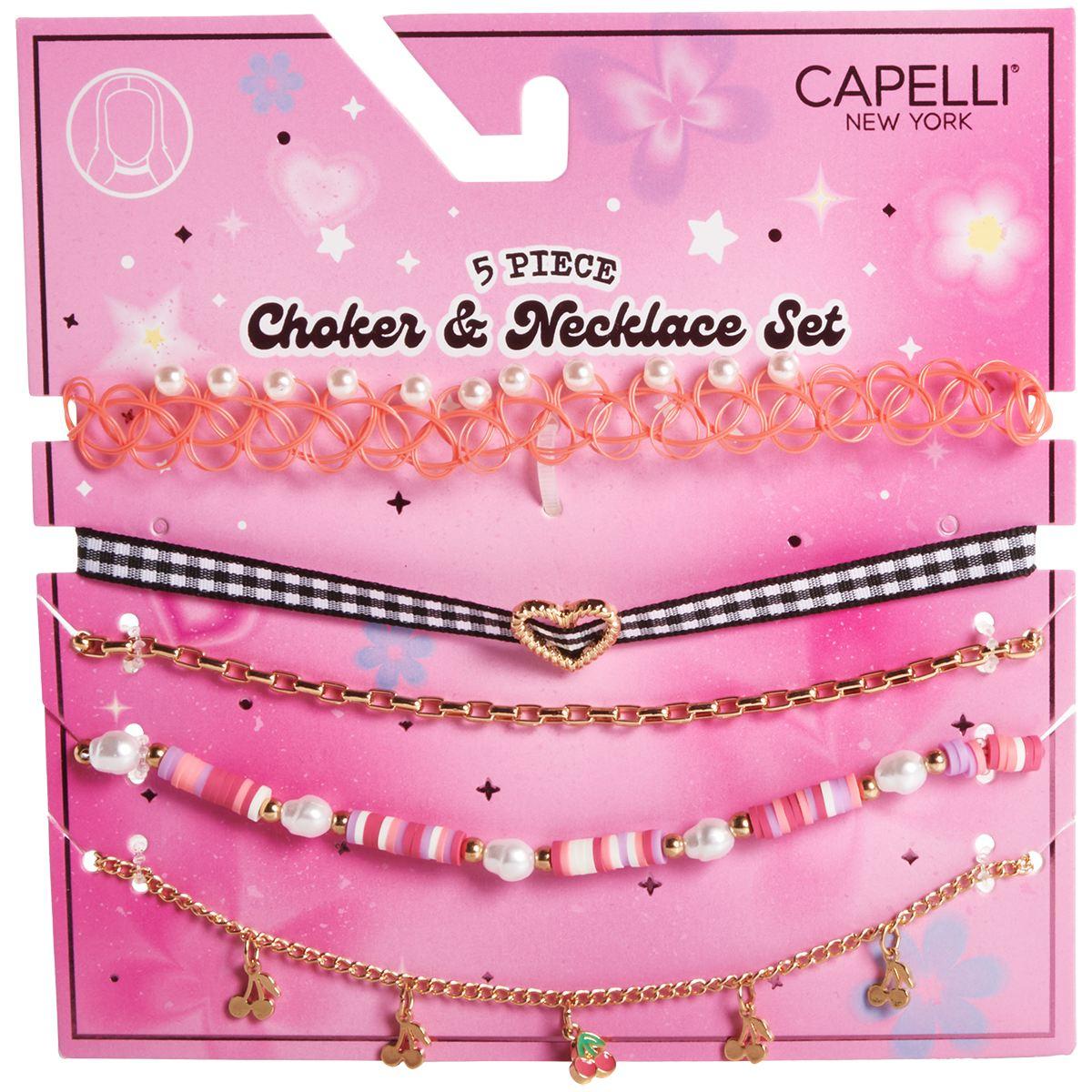 Girls Capelli(R) New York 5pc. Layered Choker & Mixed Necklace Set
