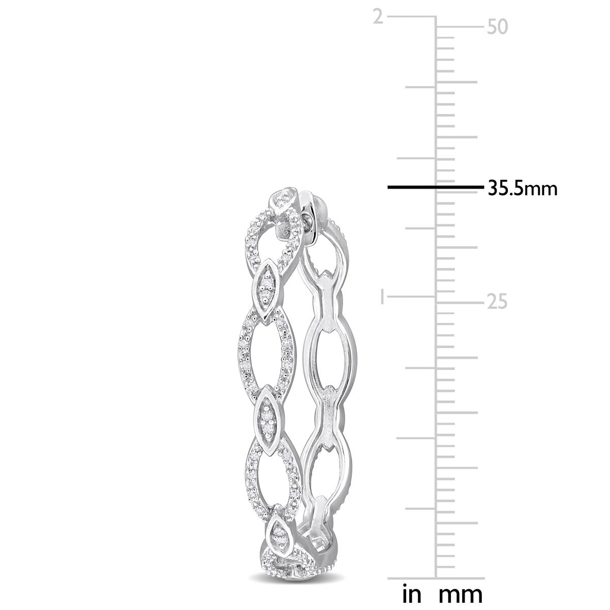 Sophia B 1/4ctw. Woven Silver Diamond Hoop Earrings