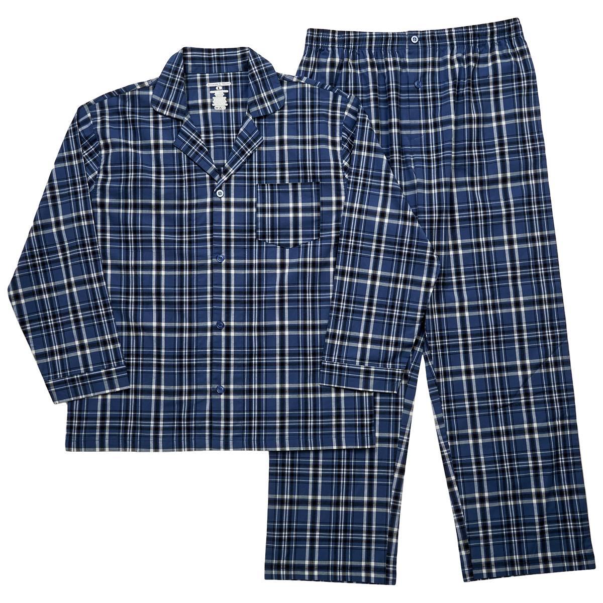 Mens Preswick & Moore Plaid Woven Pajama Set - Blue/Black/White