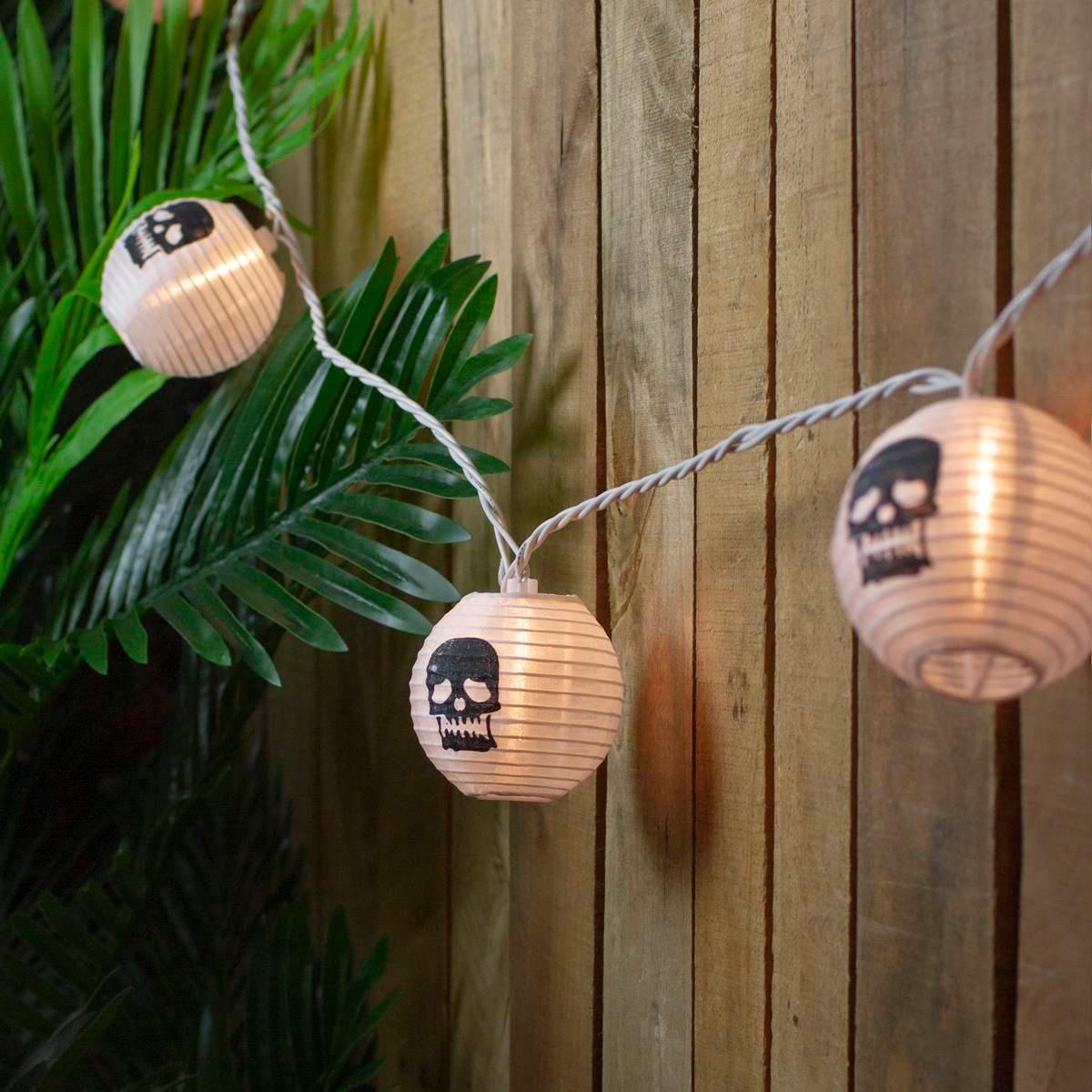 Northlight Seasonal 10ct. Skull Paper Lantern Halloween Lights