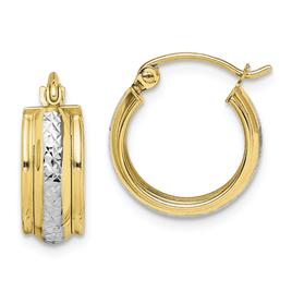 Gold Classics(tm) 10kt. Rhodium Diamond Cut Small Hoop Earrings